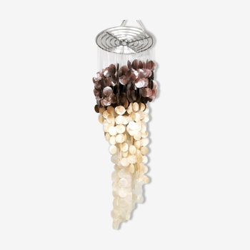 Lustre vintage capiz shell 'deux tons'