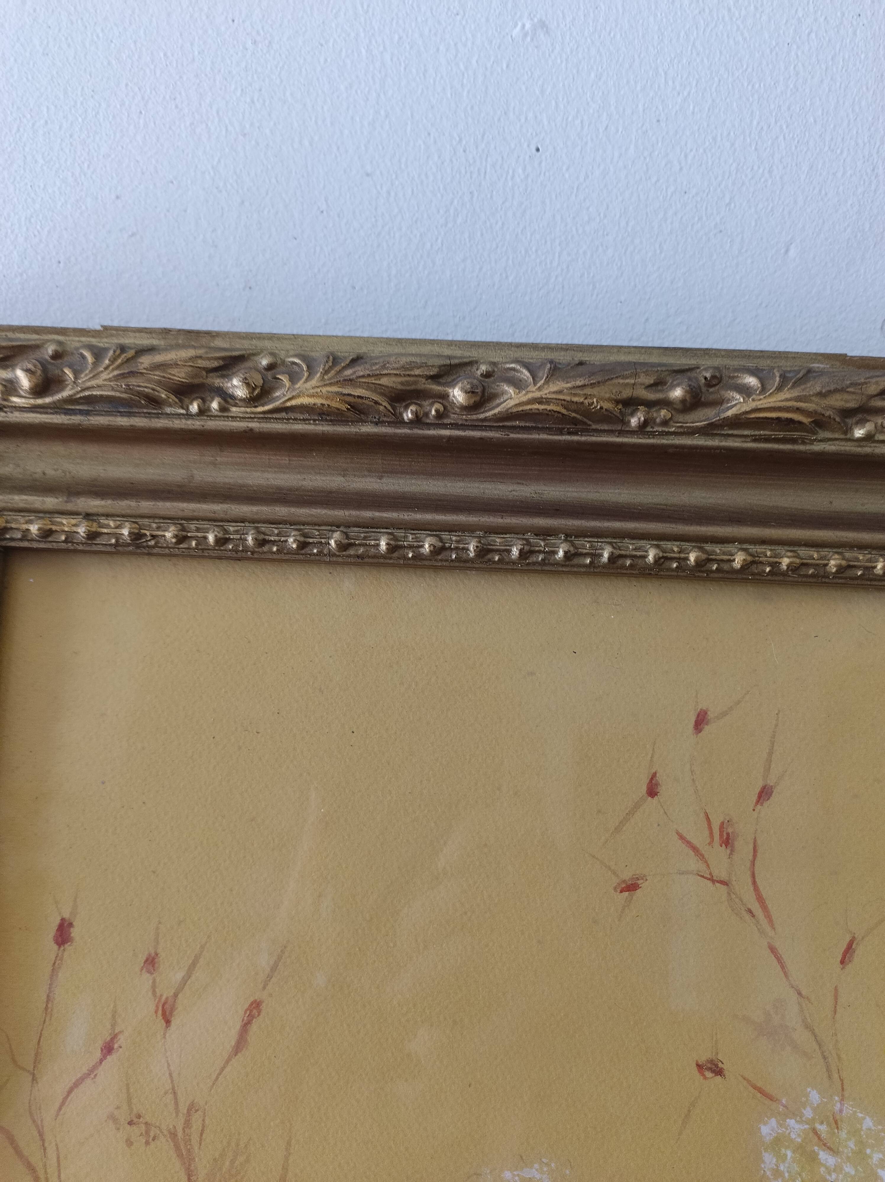 Painting framed under glass