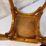 vintage square bistro stool in curved wood