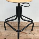 Former HELIOLITHE 50s adjustable Metal & wood Vintage shop stool