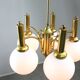 Mid-century Italian Brass and Opaline Chandelier