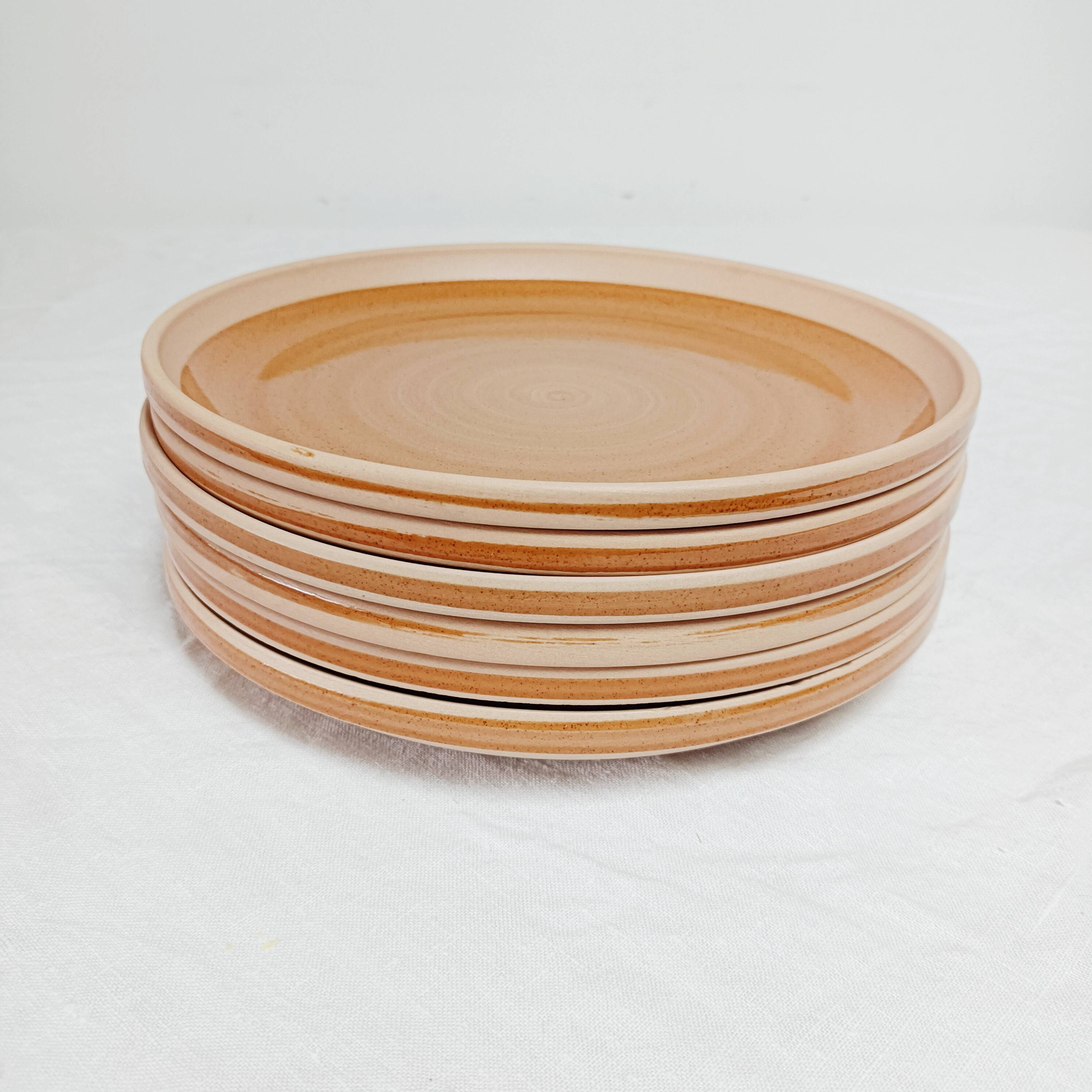 Set of 6 plates in Burgundy sandstone, Sarreguemines