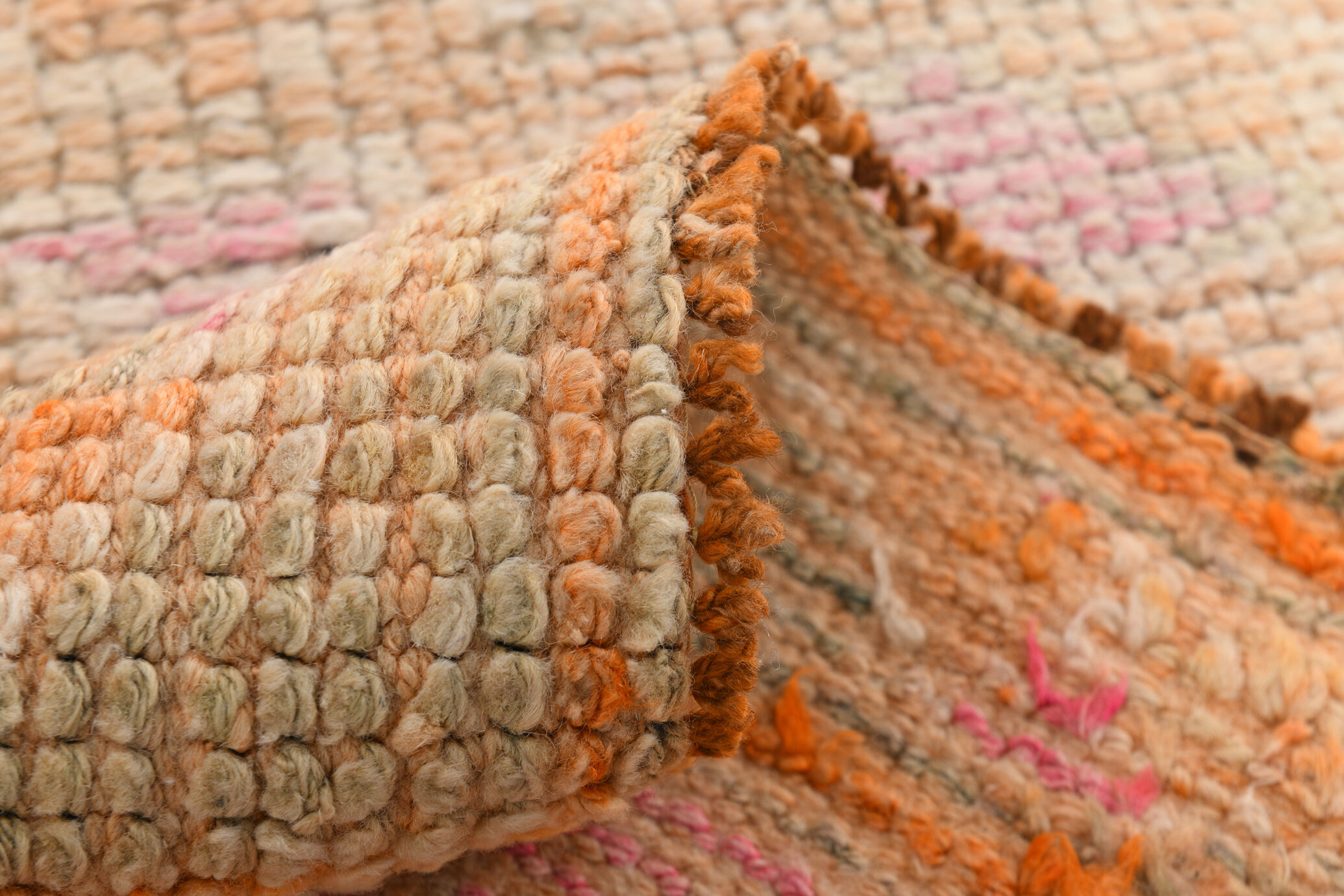 3x13 pale pink & orange turkish runner rug 82x403cm