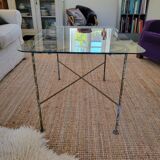 Wrought iron and glass coffee table