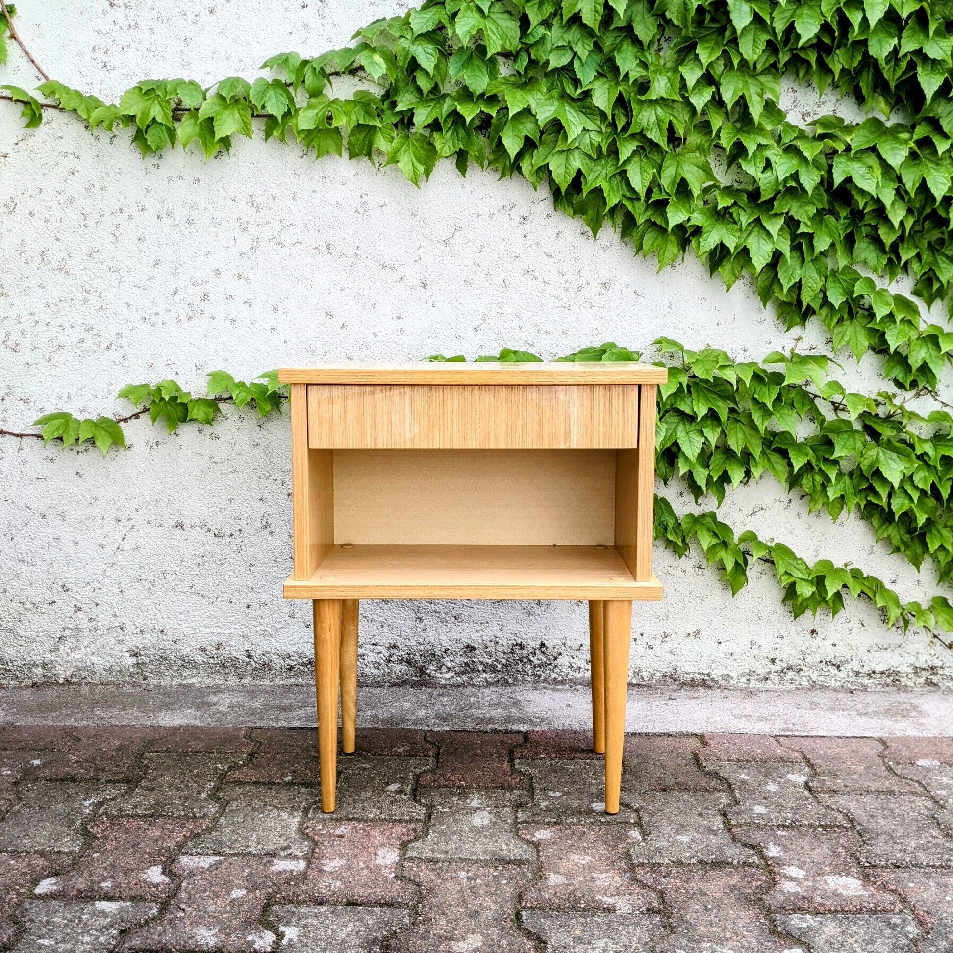 Bedside light oak feet spindles 60s