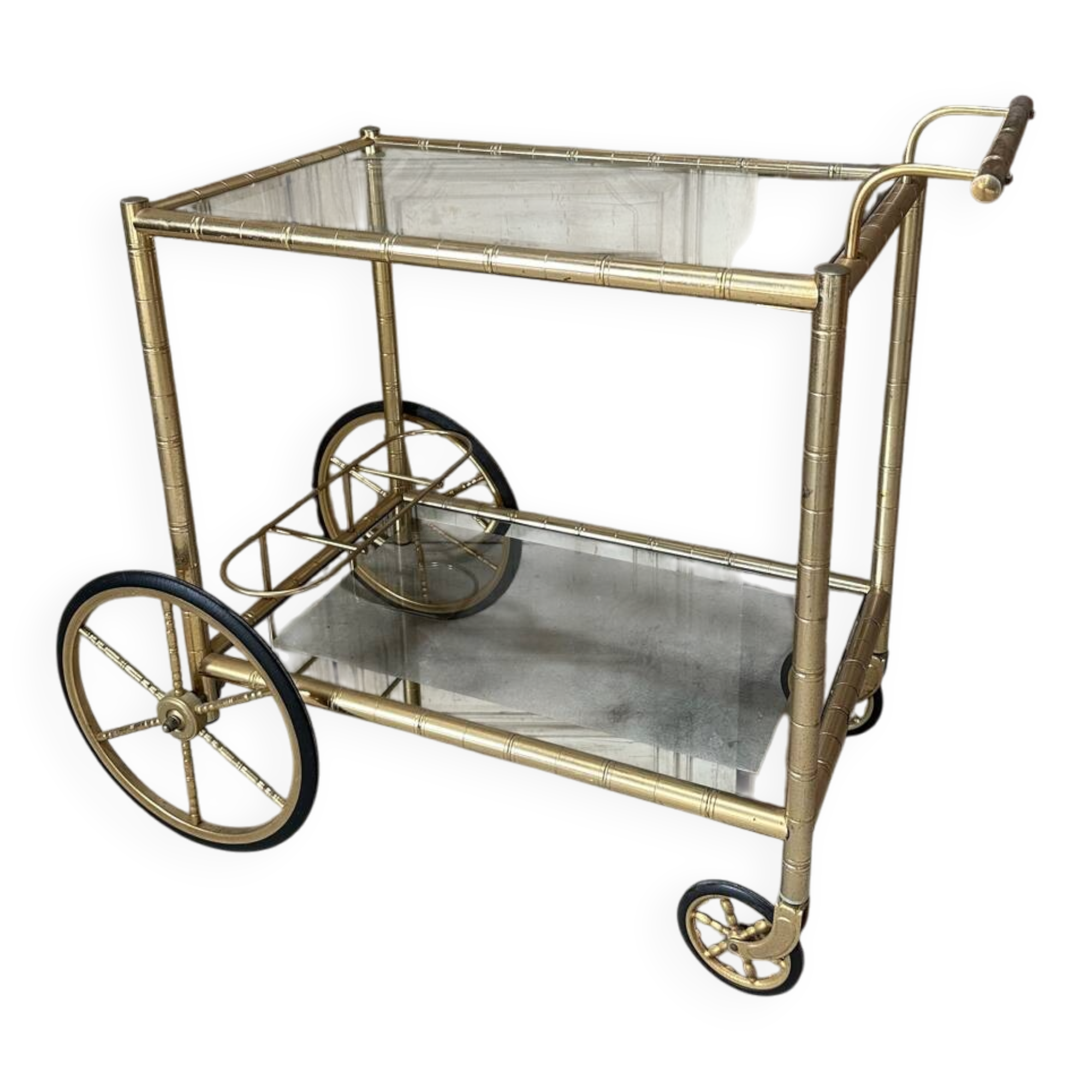 Vintage gold bar cart serving trolley