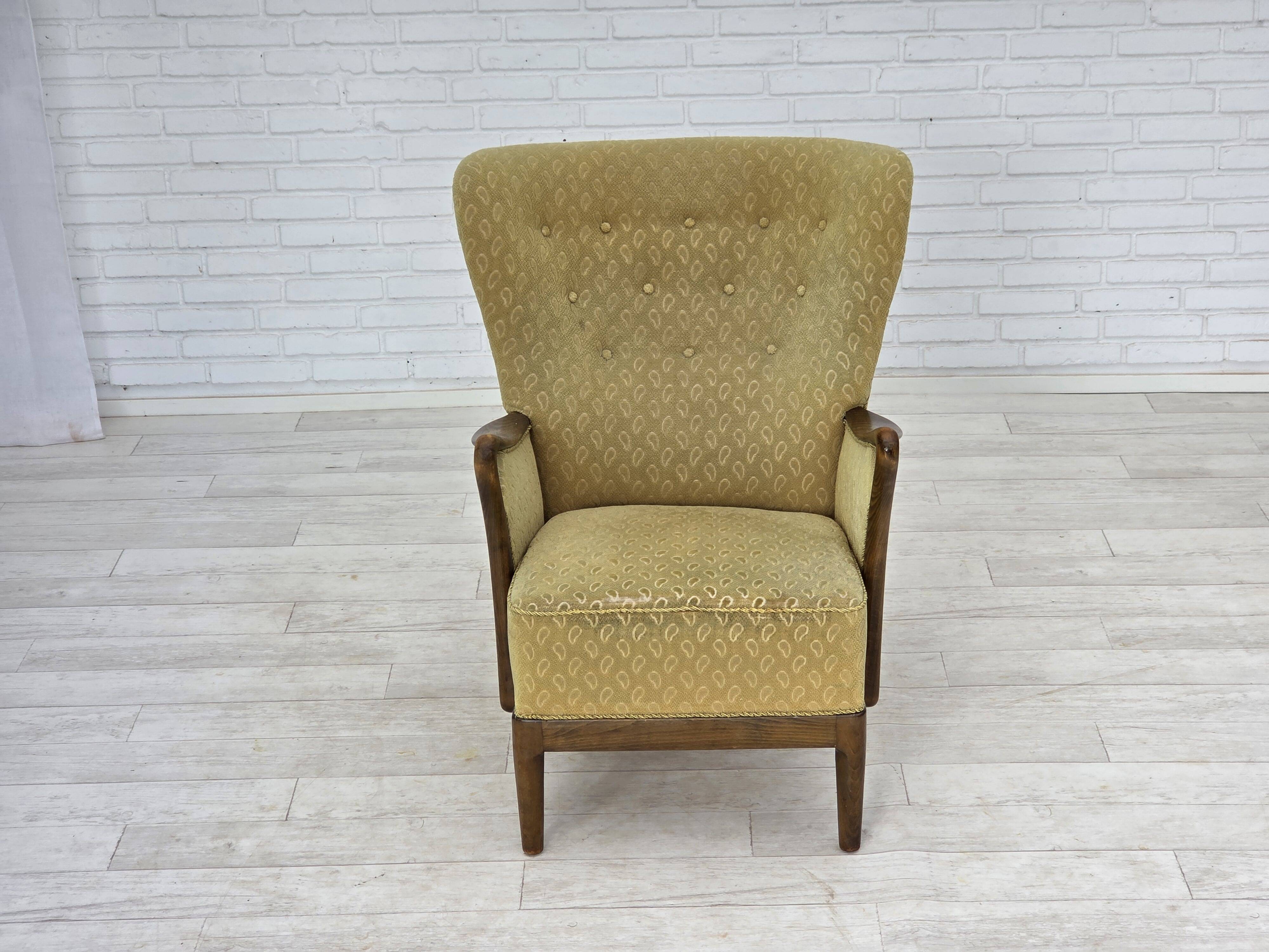 1960s, Danish armchair by Slagelse Møbelværk, model 157, velour.