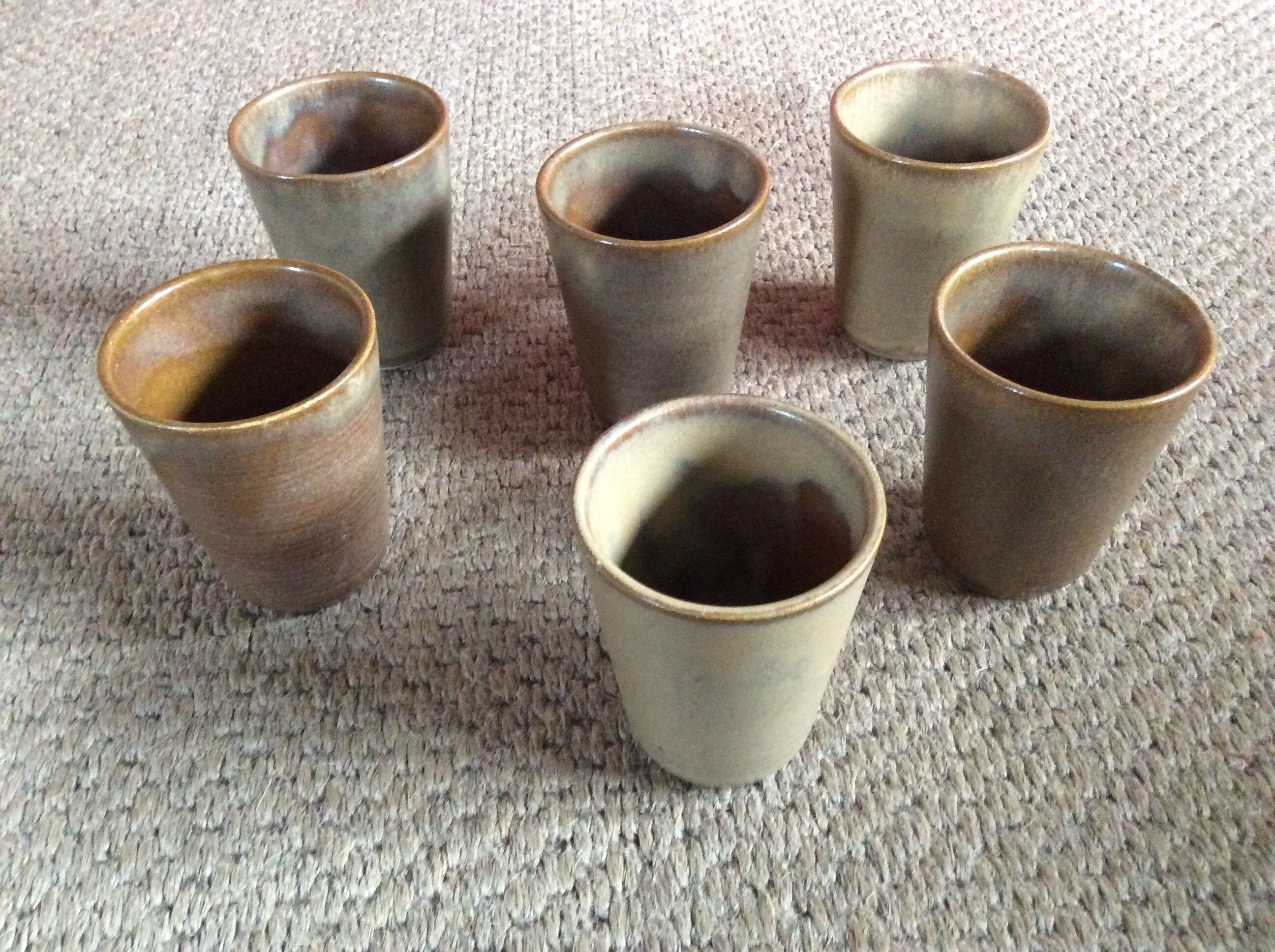 Series of 6 sandstone cups