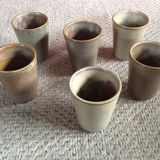 Series of 6 sandstone cups