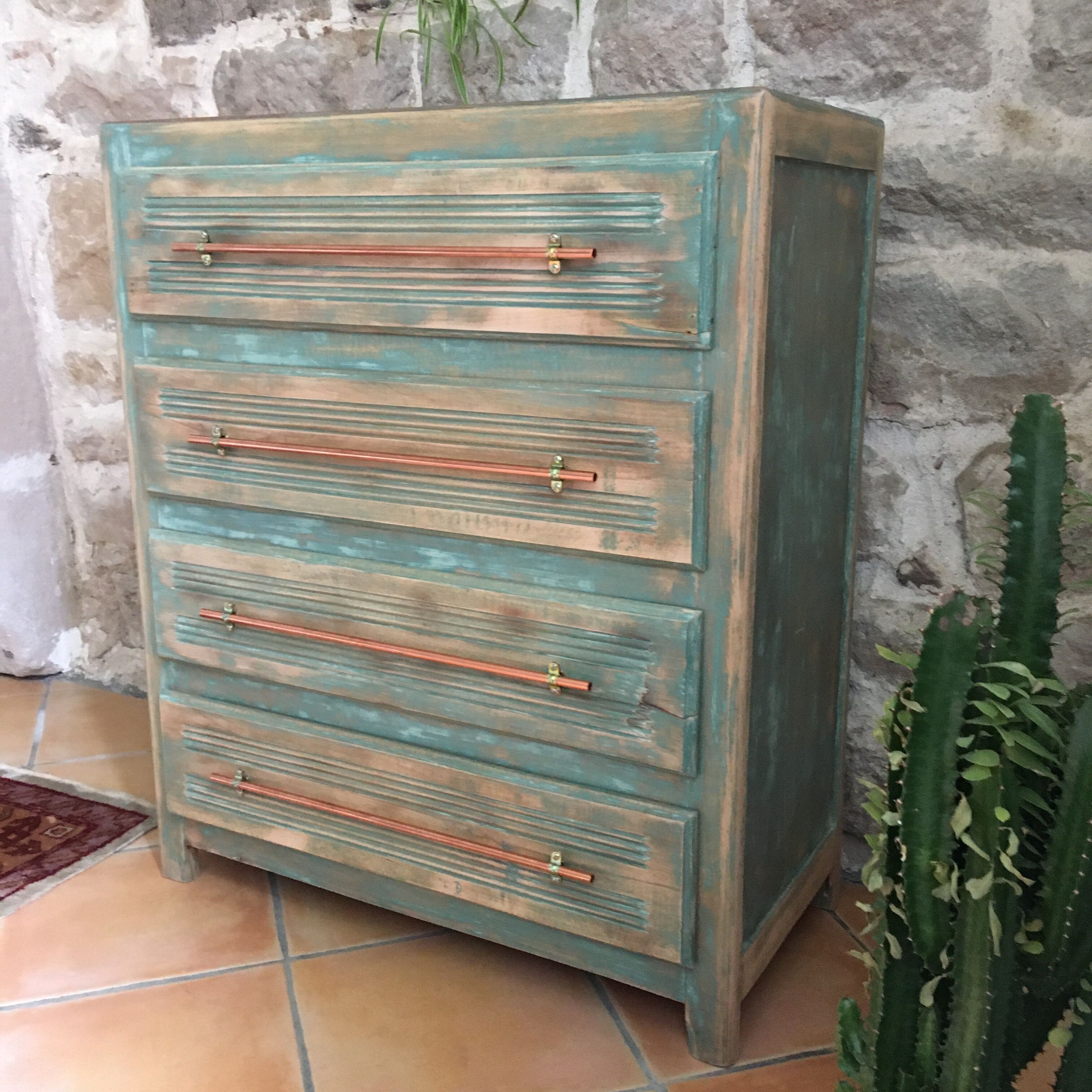 Patinated vintage chest of drawers