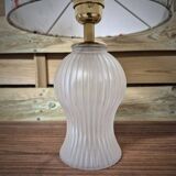 Table lamp, frosted glass base and floral shade