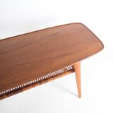 Table basse en bois et rotin