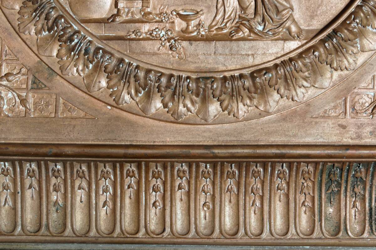 Repoussé copper plaque, early 19th century, in Neoclassical style.
