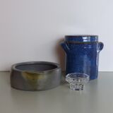 Blue ceramic pot signed Normand