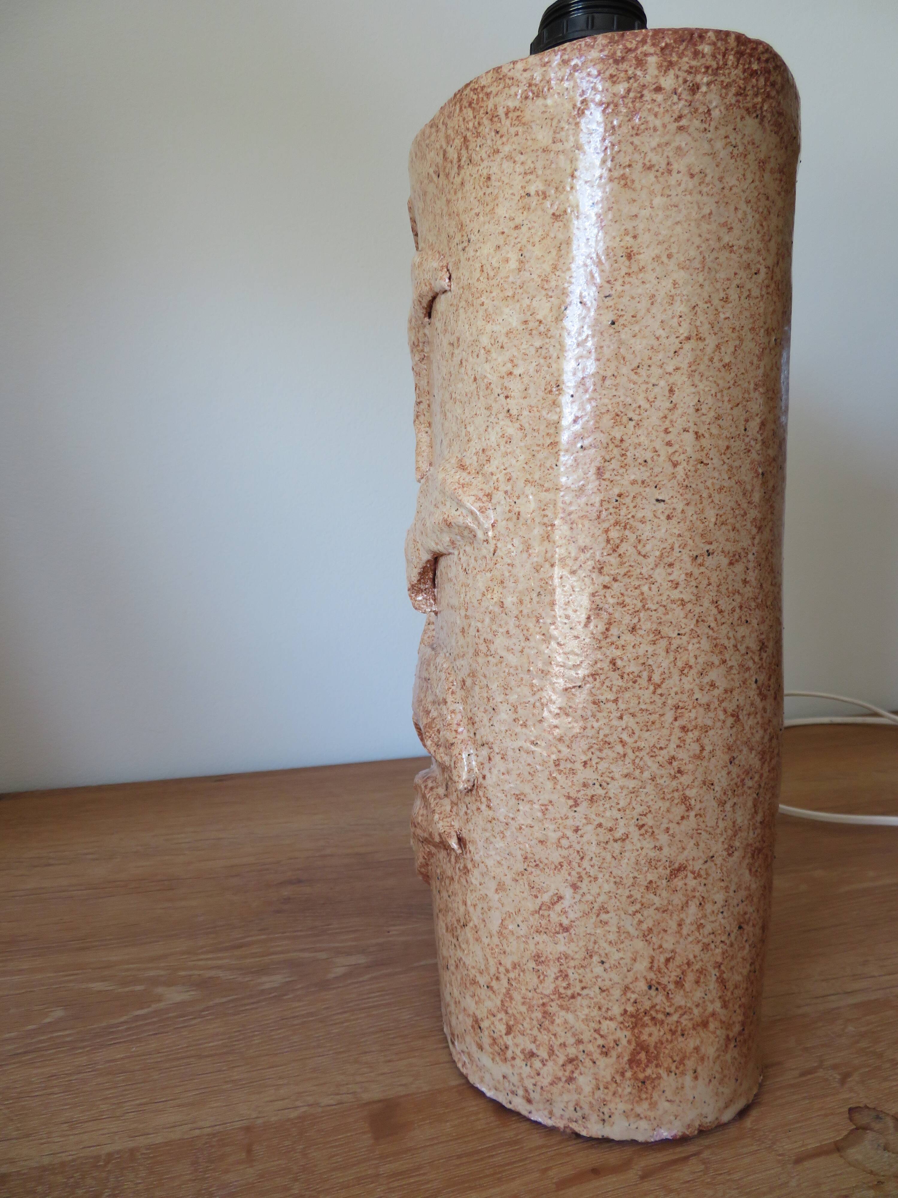 Large vintage glazed terracotta lamp base