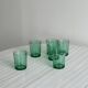 Set of 6 vintage translucent green glasses
