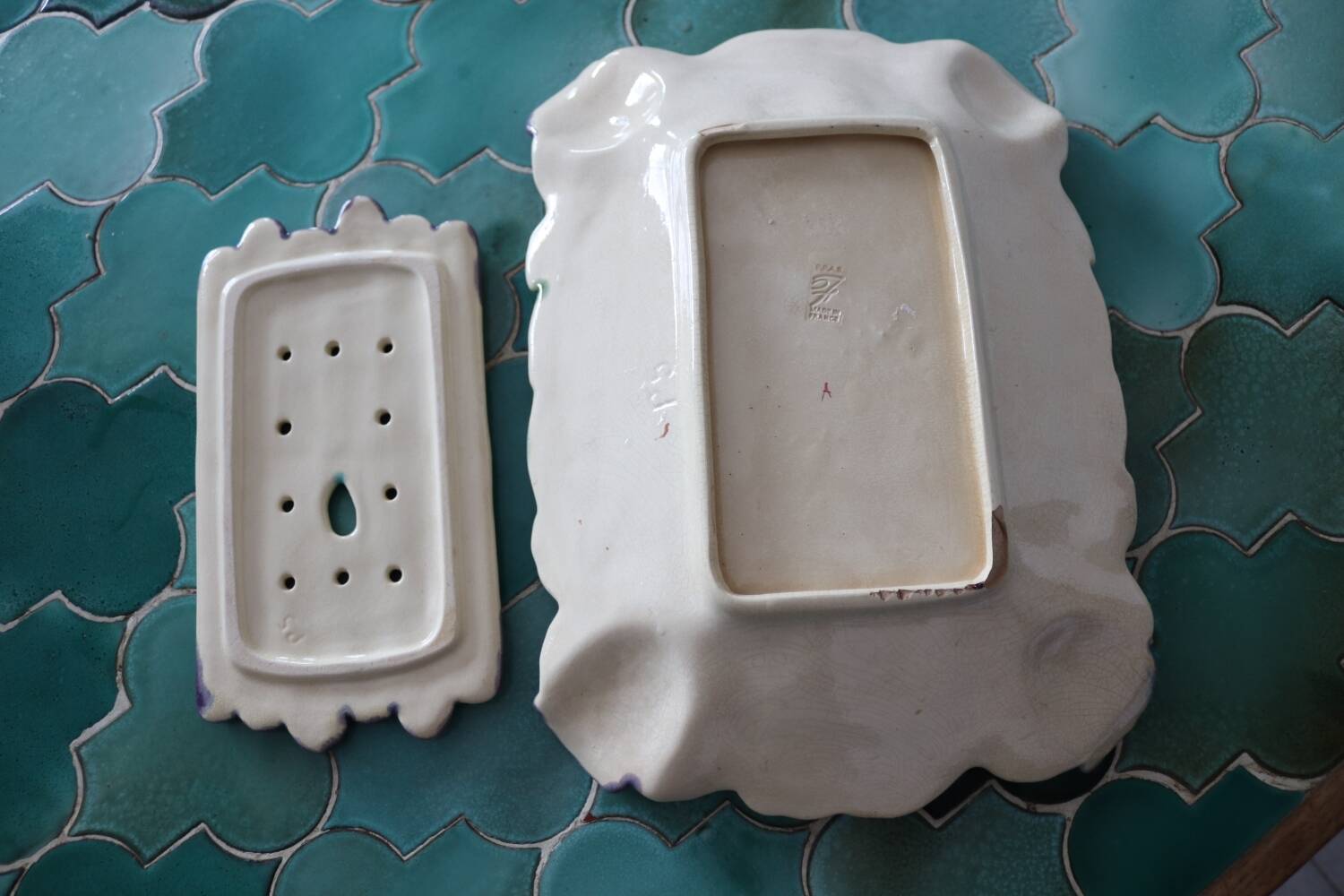 Old barbotine asparagus dish