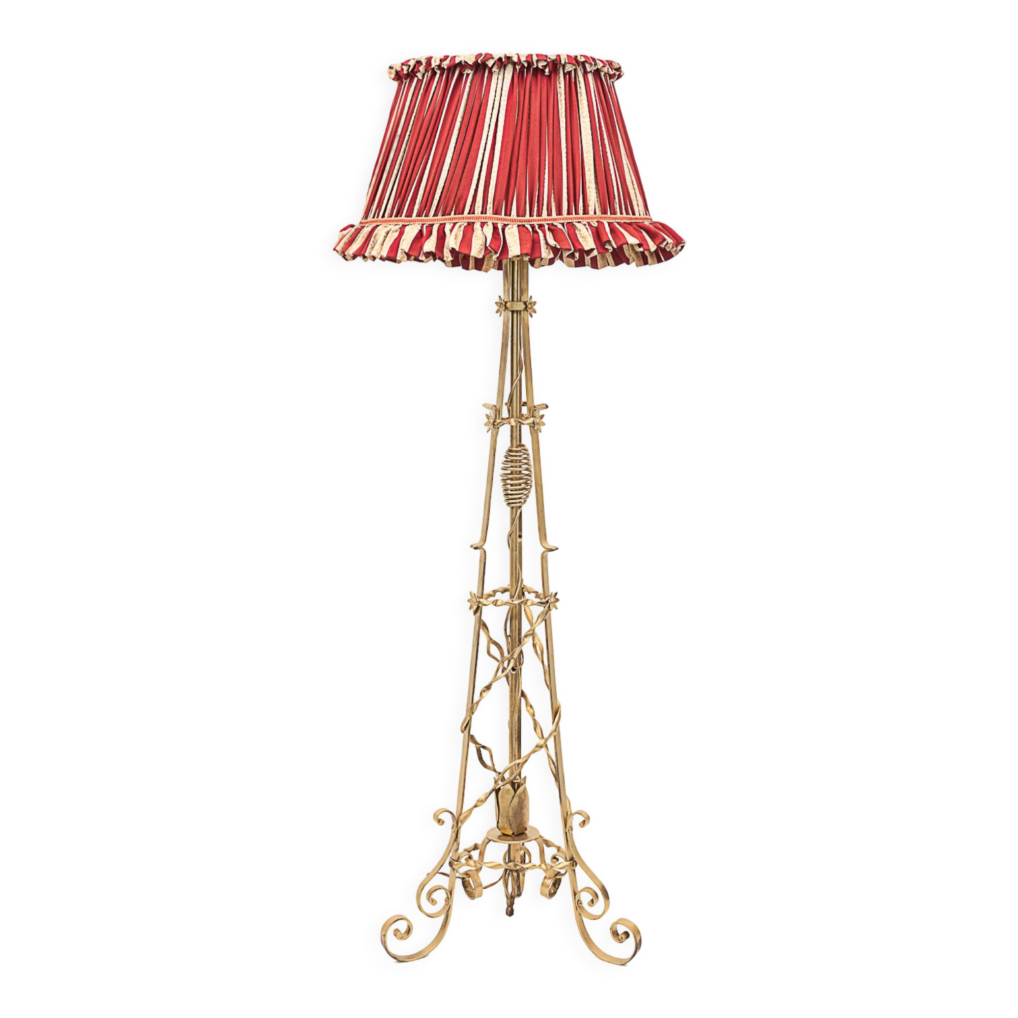 Wrought iron floor lamp, Merceris, 1950