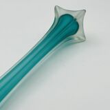 Turquoise glass soliflore in Murano style, Eiffel Tower shape.