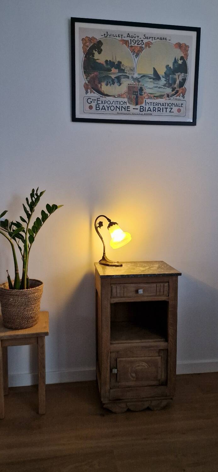 Art deco style oak bedside table from the 1920s