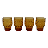 Set of 4 Pernod amber glasses from the 70s