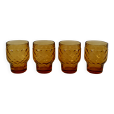 Lot de 4 verres ambrés Pernod années 70