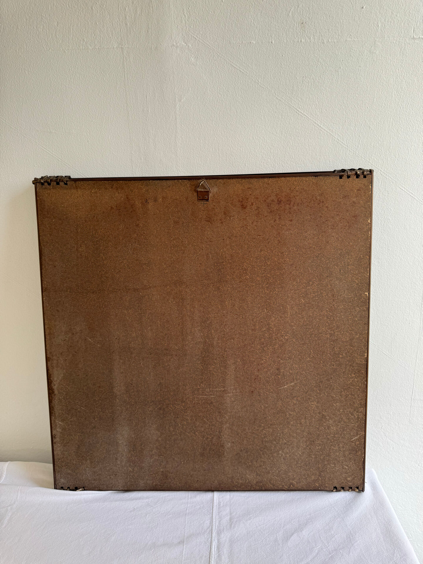 Mid Century Modern Large Squared Vintage Wicker Mirror