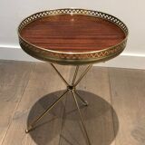 Round brass and mahogany sofa end from Jansen