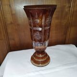Bohemian crystal chiseled vase