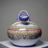 Spanish ceramic water bottle with vintage painted flowers