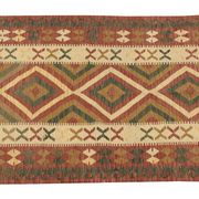 Vintage handmade afghan kilim, flat-woven brown wool geometric rug- 97x198cm