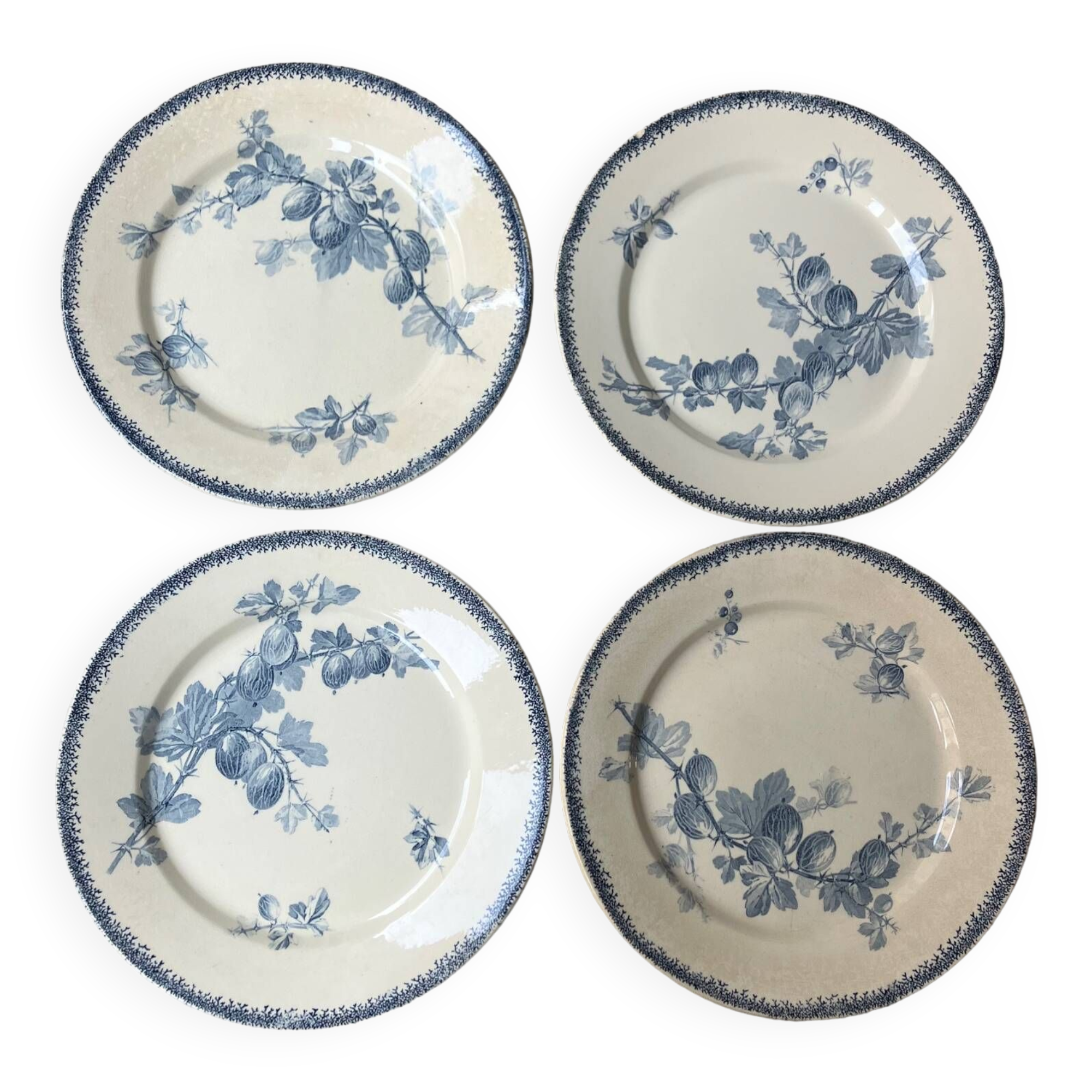 Lot de 4 assiettes plates Groseilles de Sarreguemines