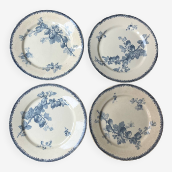 Lot de 4 assiettes plates Groseilles de Sarreguemines