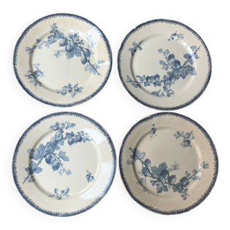 Lot de 4 assiettes plates Groseilles de Sarreguemines