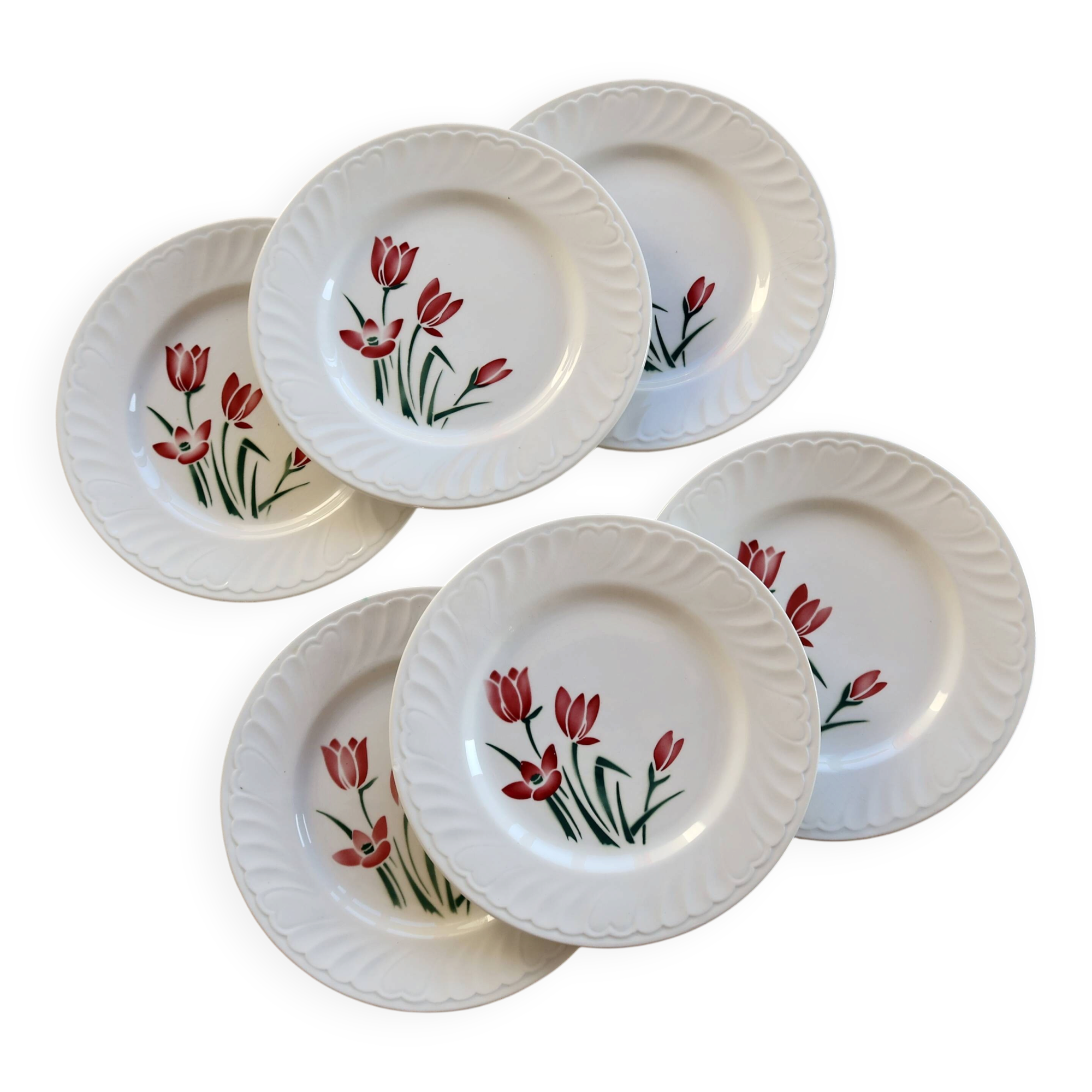 6 vintage dessert plates Badonviller model Crocus