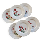 6 assiettes à dessert vintage Badonviller modèle Crocus