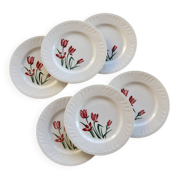 6 vintage dessert plates Badonviller model Crocus