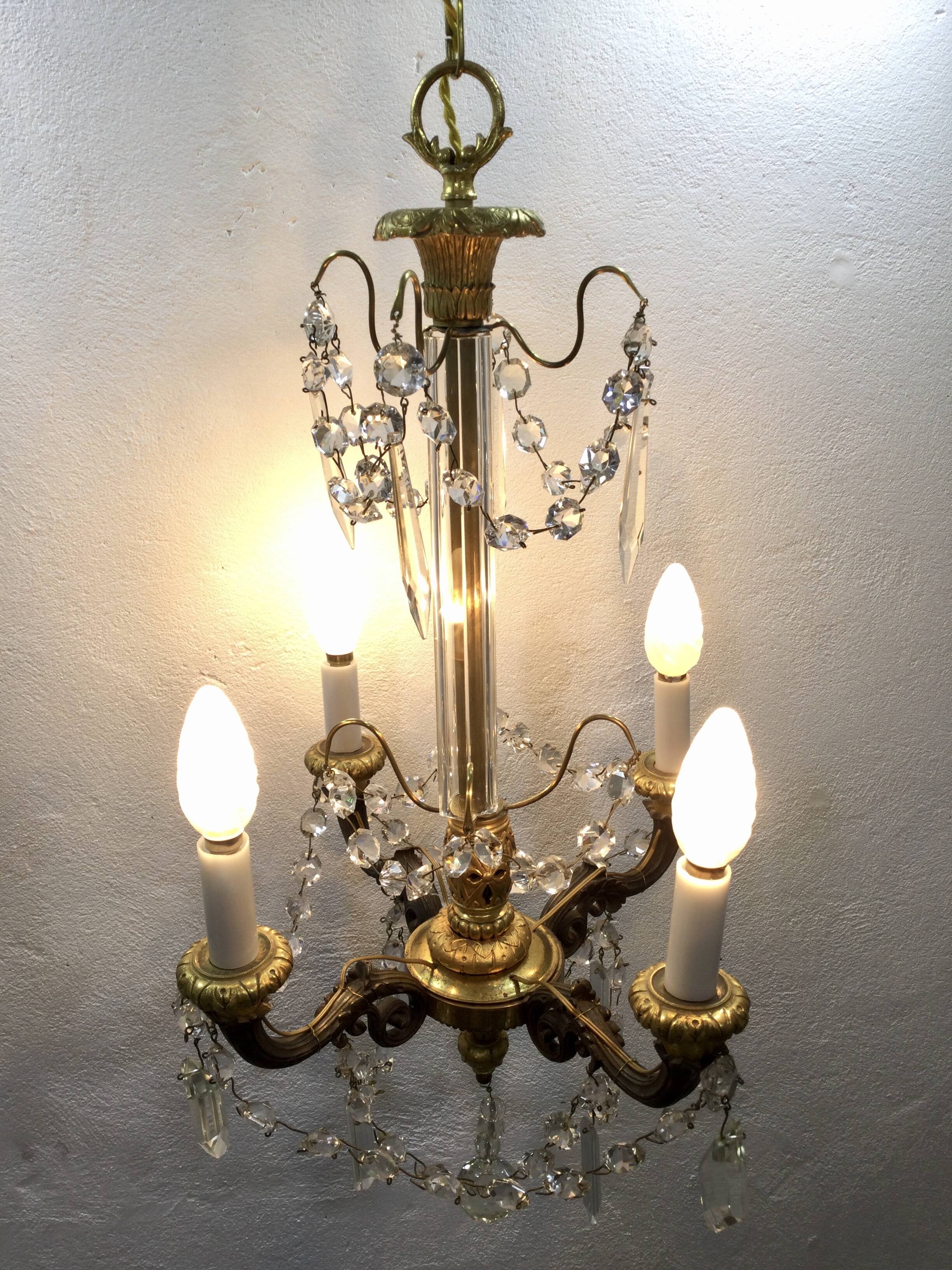 4-light bronze Napoleon III chandelier