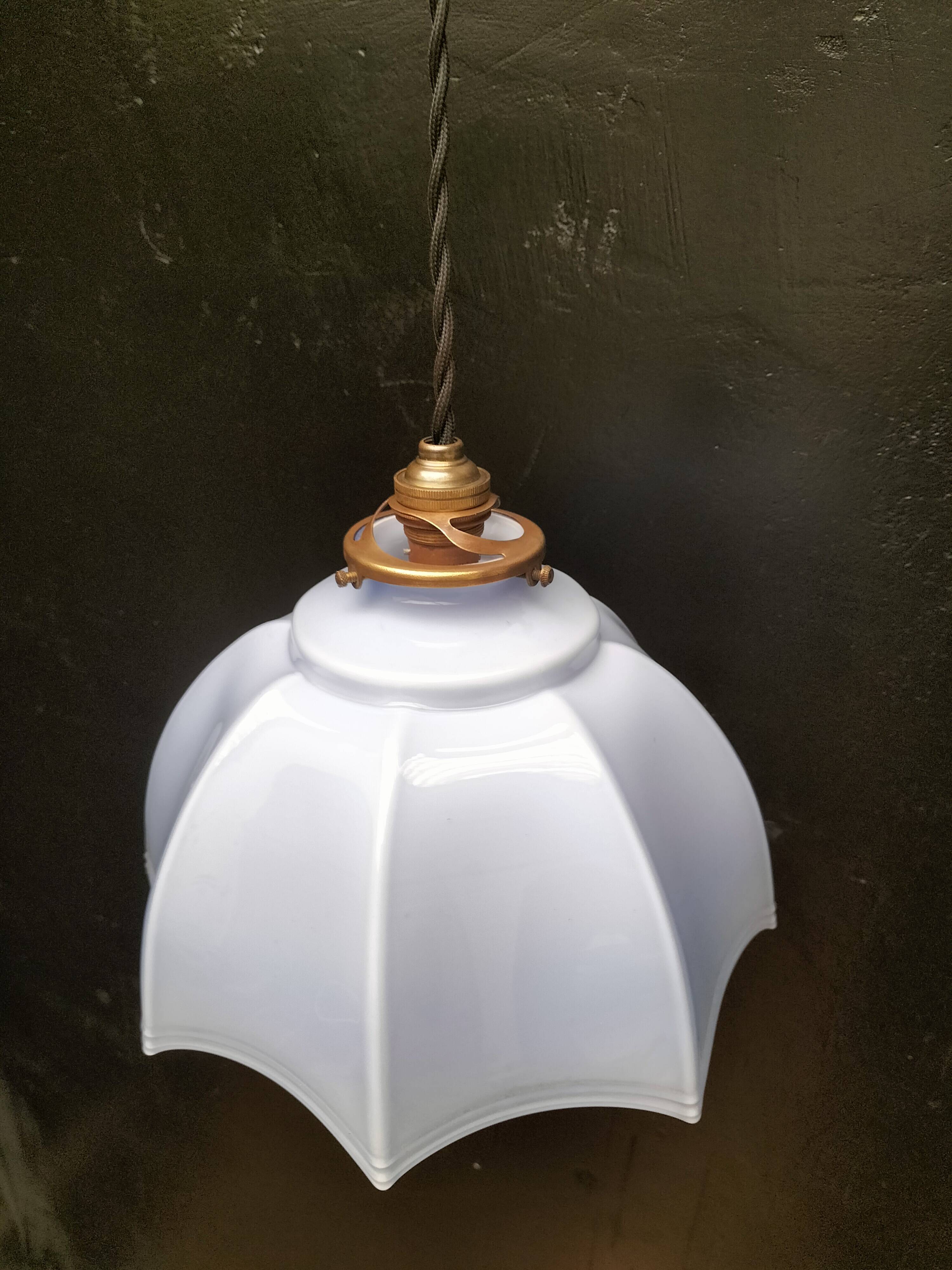 Blue opaline pendant light