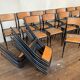 Serie set of 27 school chaises mullca 510 pieds fuseau vintage 1960
