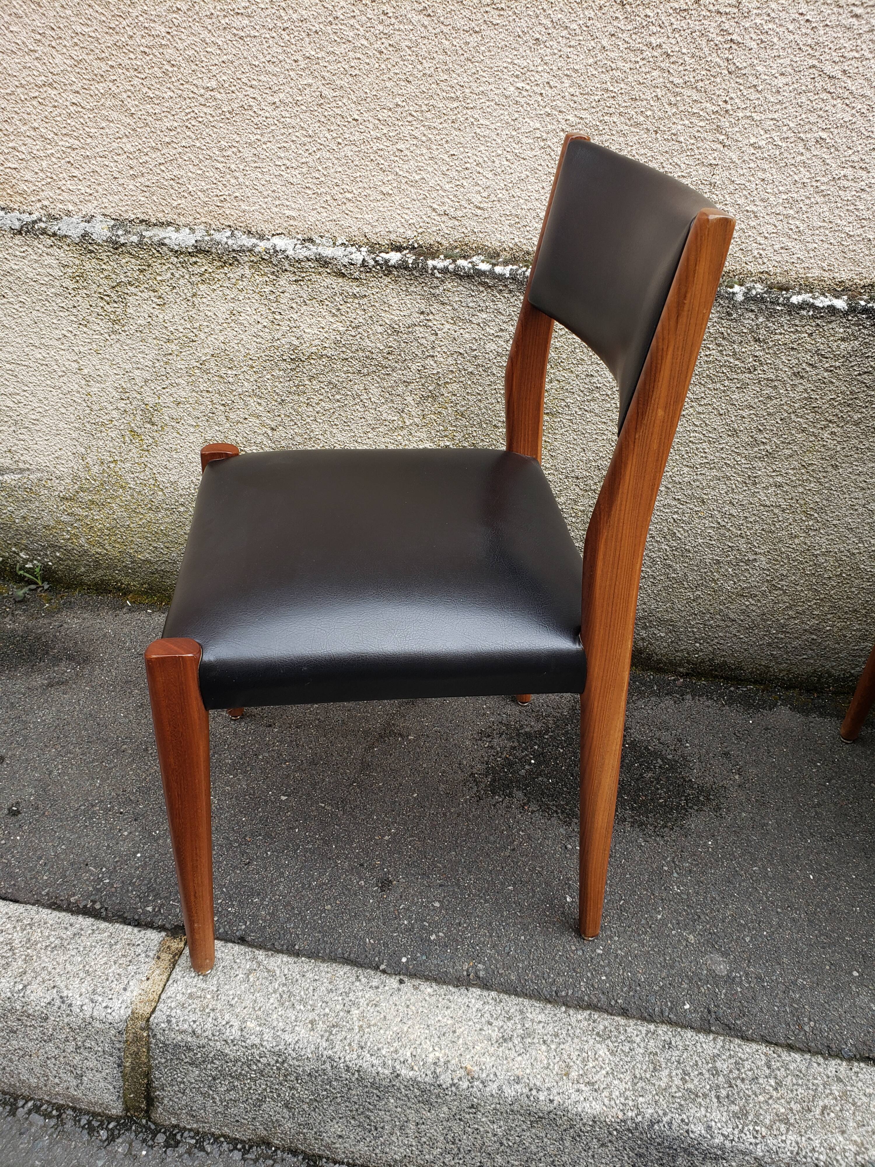 6 scandinavian black and beech chairs