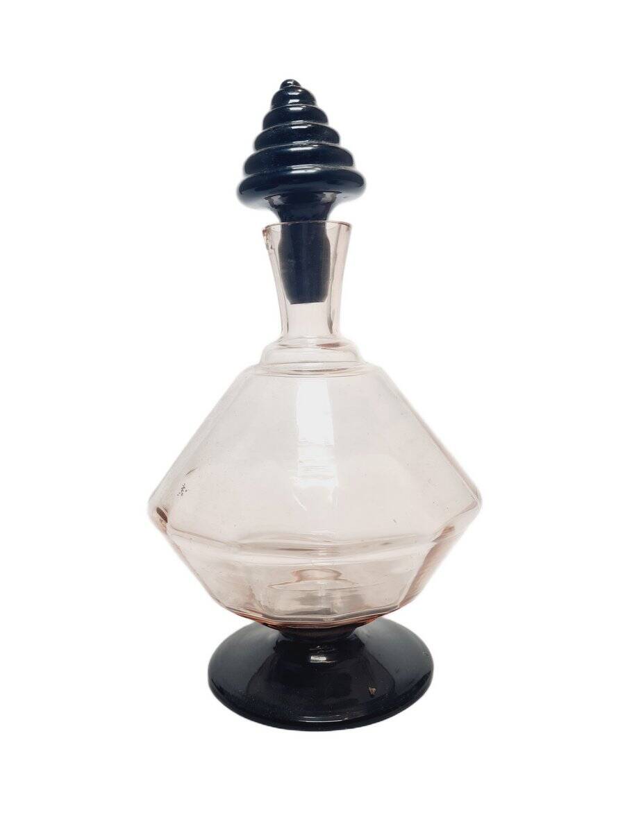 Carafe Art Déco de la verrerie Hortensja, Pologne, années 1930