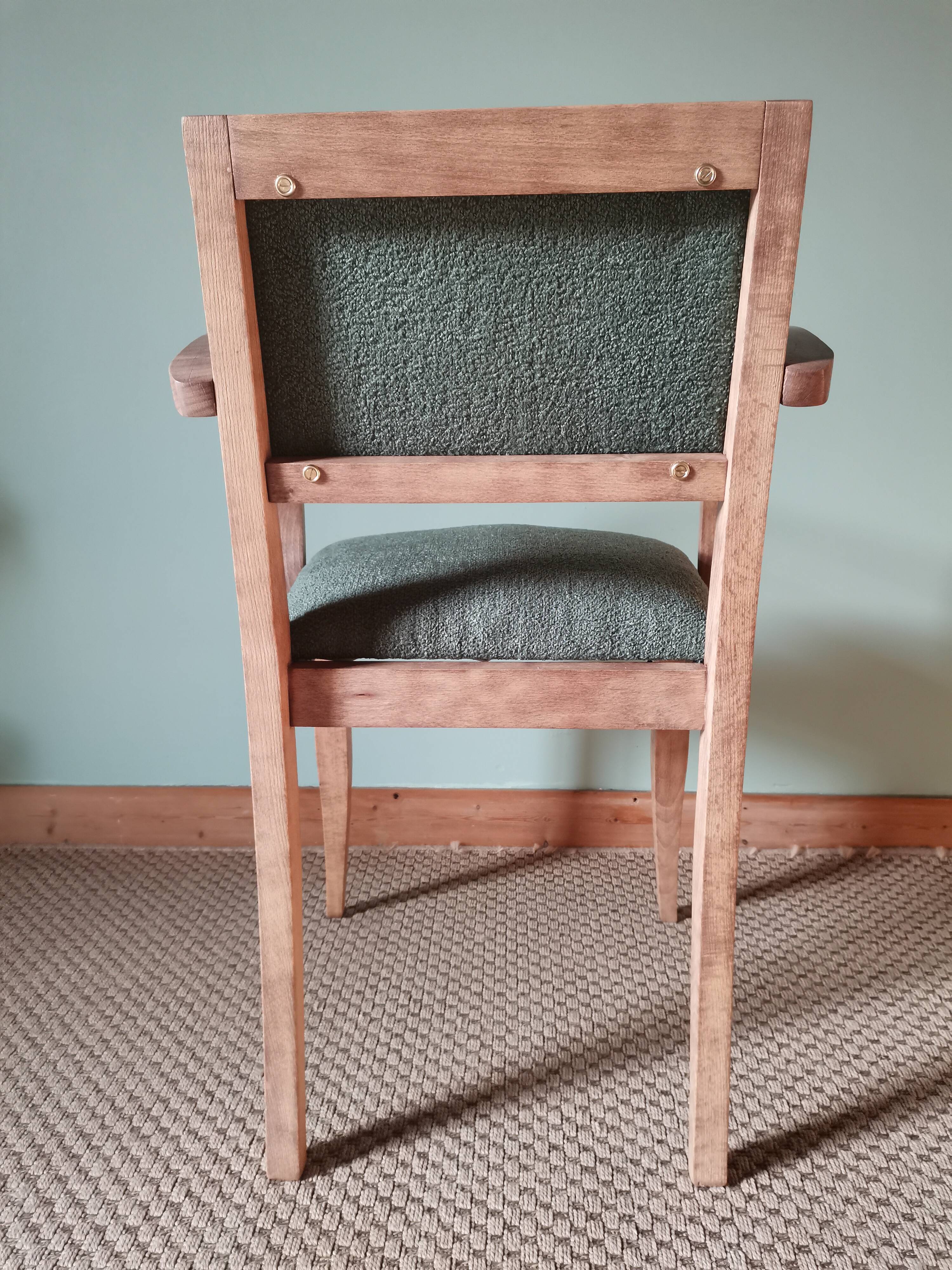 Fauteuil bridge art deco bouclette verte