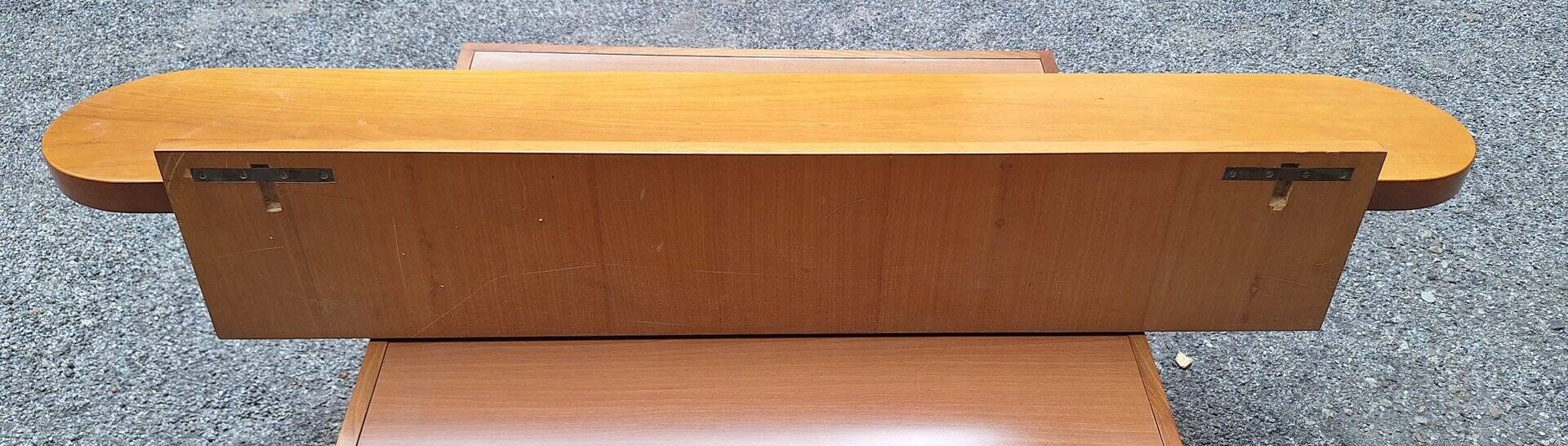 Wall-Mounted Console Shelf in National Walnut with Drawers Under the Top, 1980s