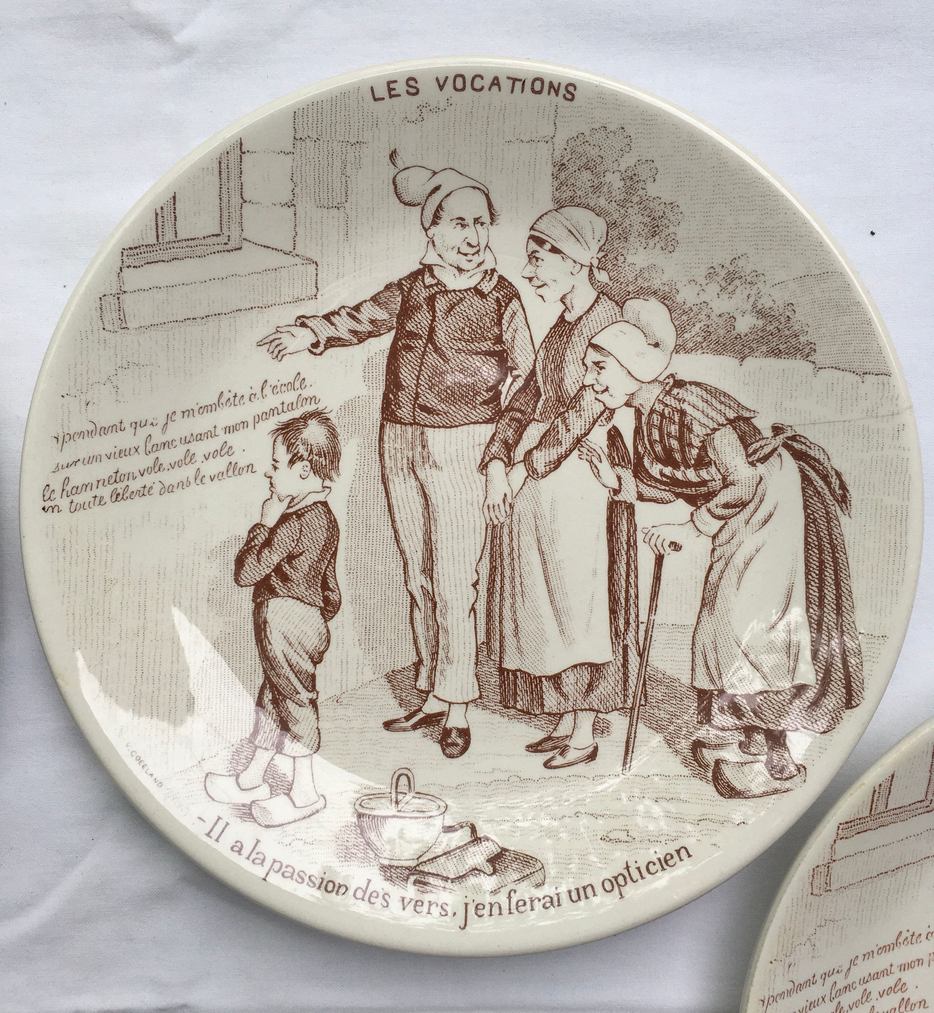 Sarreguemines speaking plates model "The Vocations"