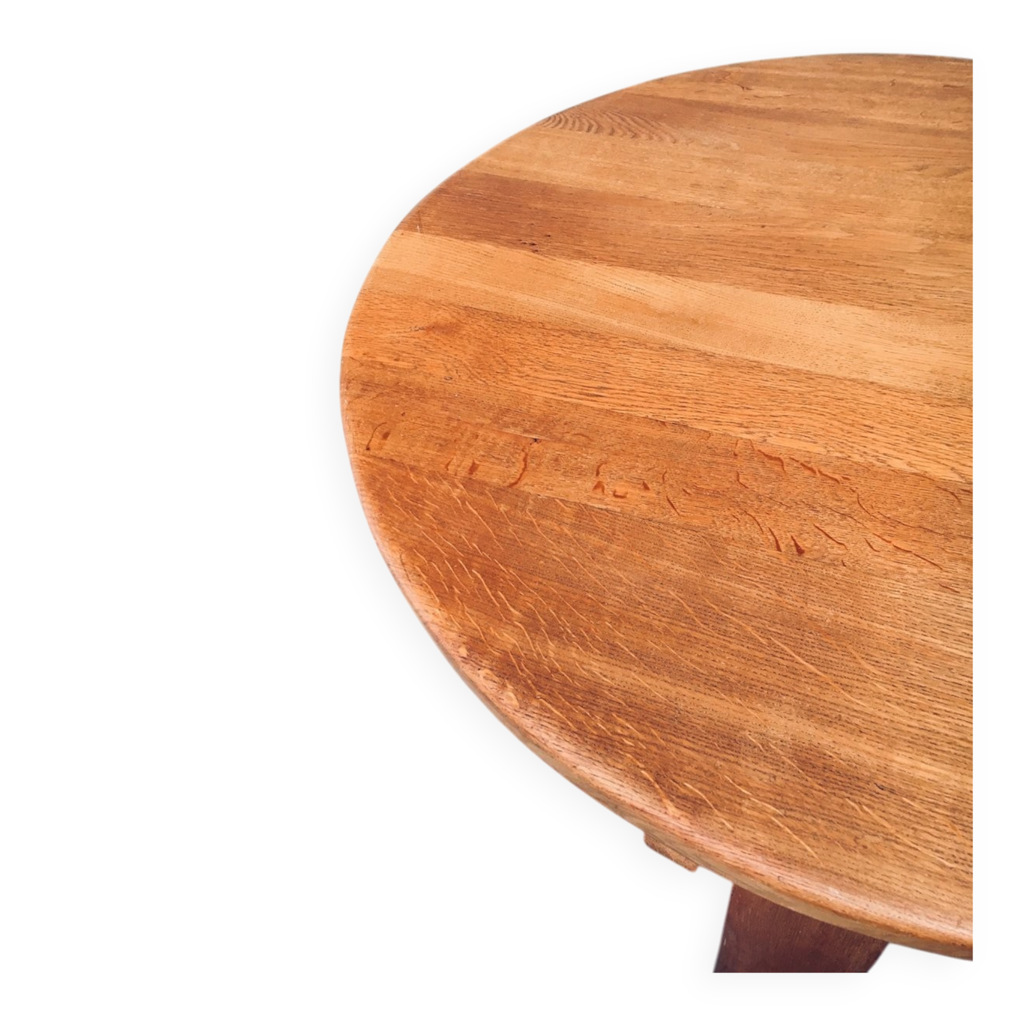 Brutalist Handcrafted Oak Coffee Table, Netherlands, 1950s