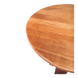 Brutalist Handcrafted Oak Coffee Table, Netherlands, 1950s