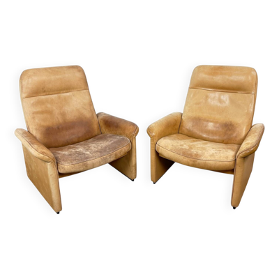 Paire de fauteuils lounge en cuir De Sede DS-50 – Design suisse – Vintage milieu du siècle