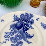 Blue dessert plates with Villeroy flower patterns and boch model Haarlem XIXth