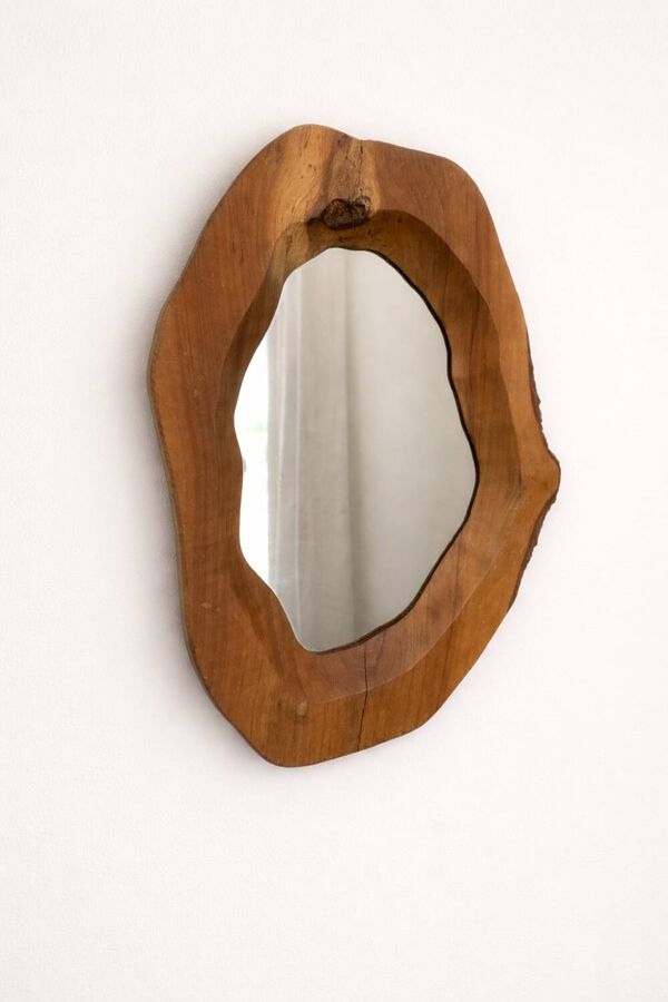 Miroir bois 1960 forme libre